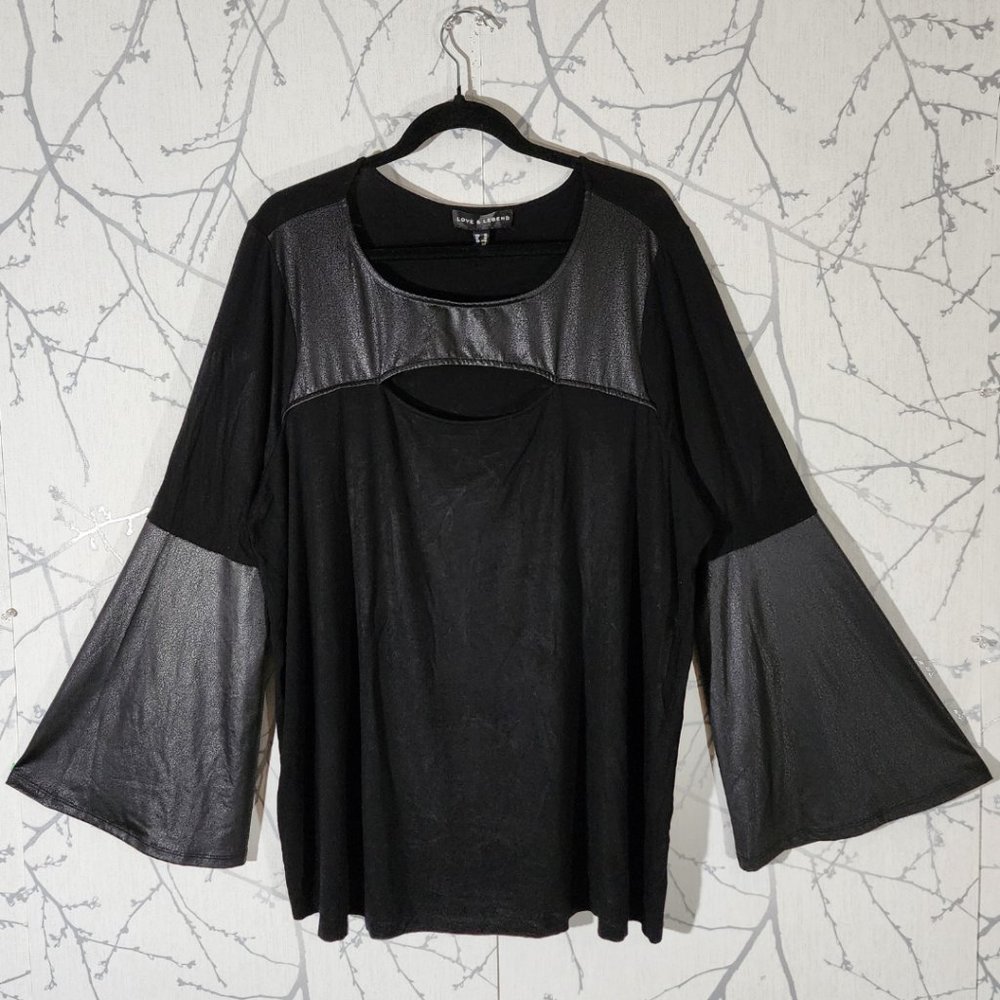 Love & Legend Black Cutout Front Bell Sleeve Blouse Whimsigoth Goth